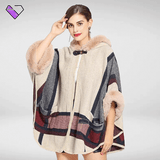 Beige Plaid with Fur Collar