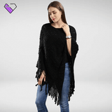 Black Fringe Poncho