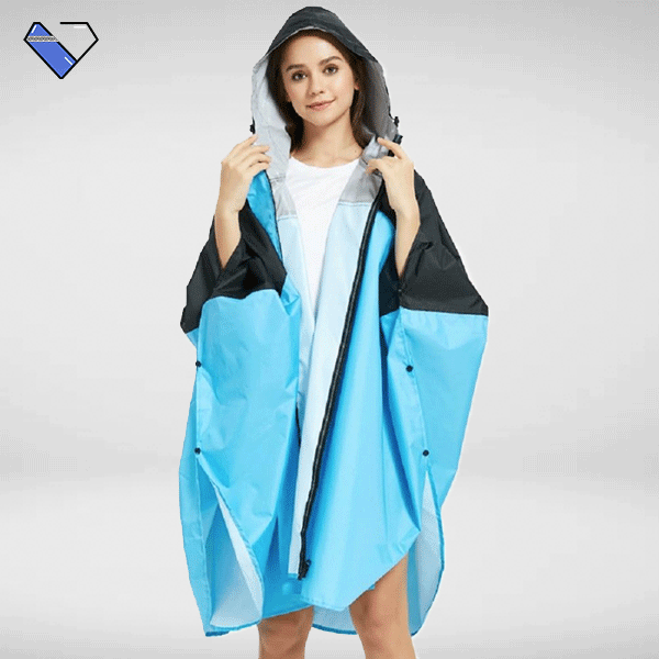 Blue Zip Up Rain Poncho The Ponchos