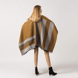 Camel Poncho Plaid