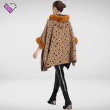 Leopard Cardigan with Fur Collar