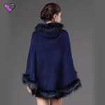 Navy Blue Cape with Fur