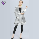 Plaid Capes Ponchos White and Black