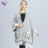 Plaid Capes Ponchos with Squares