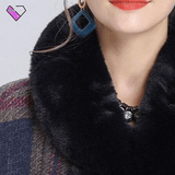 Plaid Coat Fur Poncho