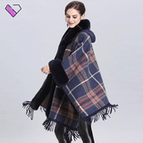 Plaid Fur Poncho