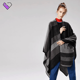 Trendy Black Plaid Poncho