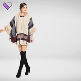 White Poncho with Fur Collar