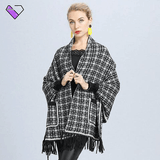 Womens Black and White Poncho