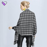 Womens Checkerboard Poncho