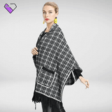 Womens Plaid Poncho