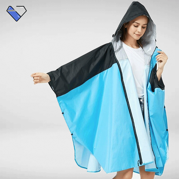 Blue Zip Up Rain Poncho | The Ponchos