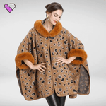 Leopard Blanket with Fur Collar