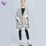 Plaid Capes Ponchos with Sleeves