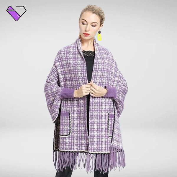 値下中】HELLO LUPO poncho purple check 22aw 値下中】HELLO LUPO